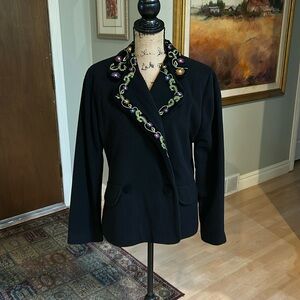 Lanya Black short Jacket Embroidered Small